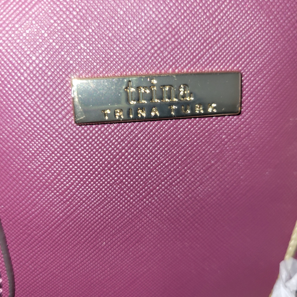 Trina Turk Purple Mini Dome Satchel with Floral Tag - Picture 2 of 5